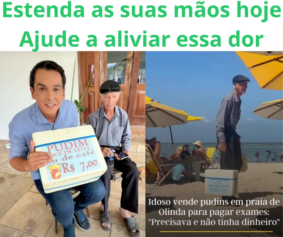 Seu Vital com o isopor de pudim na Praia de Casa Caiada